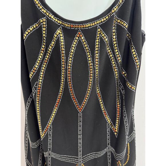 Stunning Black Bisou Bisou Dress w/Gold & Silver Sequence - Size 4 - Picture 2 of 6